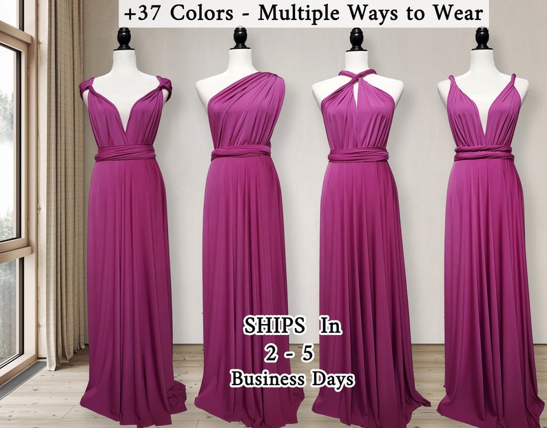 Magenta Bridesmaid Dress Infinity Dress Convertible Dress, Multi wrap dress, Prom Dress, Spring Dress Summer Dress Maternity Dress image 4
