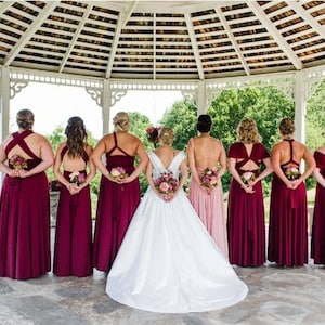 Burgundy Bridesmaid Dress Convertible Dresses Infinity Dress, ball gown, party dress, Coktail Dress, Prom Dress, Maroon Maternity Dress image 3