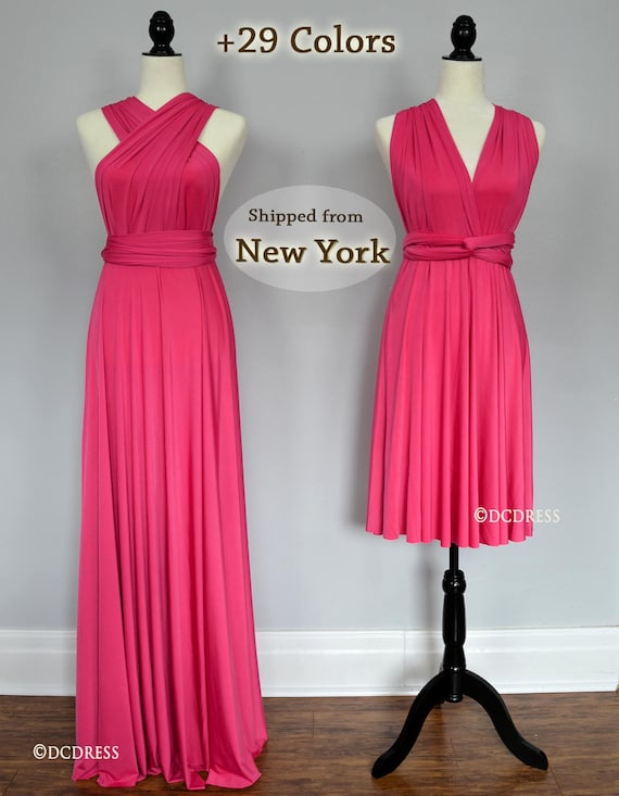 fuchsia pink evening dress