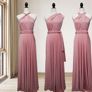 Dusty Rose Bridesmaid Dress Nude infinity convertible Dress, Formal Prom Dress, Party Maternity Dress Maternity Dress plus size & petite image 4