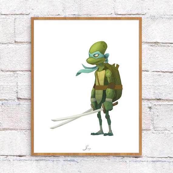Download Free Ninja Turtles Leonardo Illustration 8 X 10 Art Print Etsy SVG Cut Files