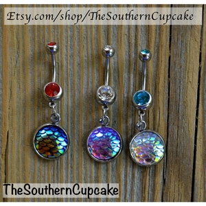 Fish Scale Belly Ring, Mermaid, customize,  personalize, fishing, fish, sea, ocean, pretty, beautiful, river, creek, river rat, shiny