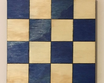 Nautical Signal Flag "November", Wooden Flag Blue Squares, Nautical Flag, Signal Flag, Wood wall hanging, Pyrography Flag, Woodburning Flag