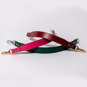 Leather Purse Strap Replacement in Sky White Red Blue Hot Pink Yellow and Green  14-60 Inch Lengths 2 Gold Silver or Brass Clips