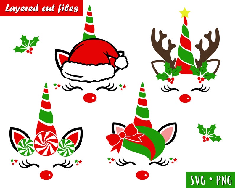 Download Christmas Unicorn SVG 4 Pack Christmas Unicorn SVG files ...