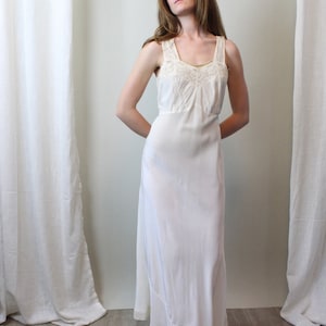 1930s IVORY rayon lace nightgown bias cut slip dress small