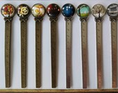 page mark, ruler 10 cm, paper cutter, 2cm glass cabochon, tree of life, pebbles, steampunk, planet, mushroom or door, French touch, mixed