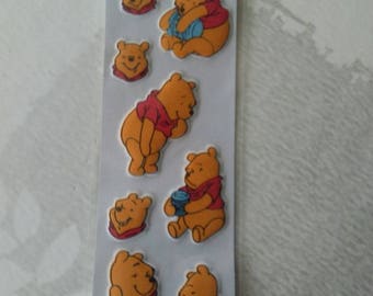 sheet of eight winnie embossed stickers