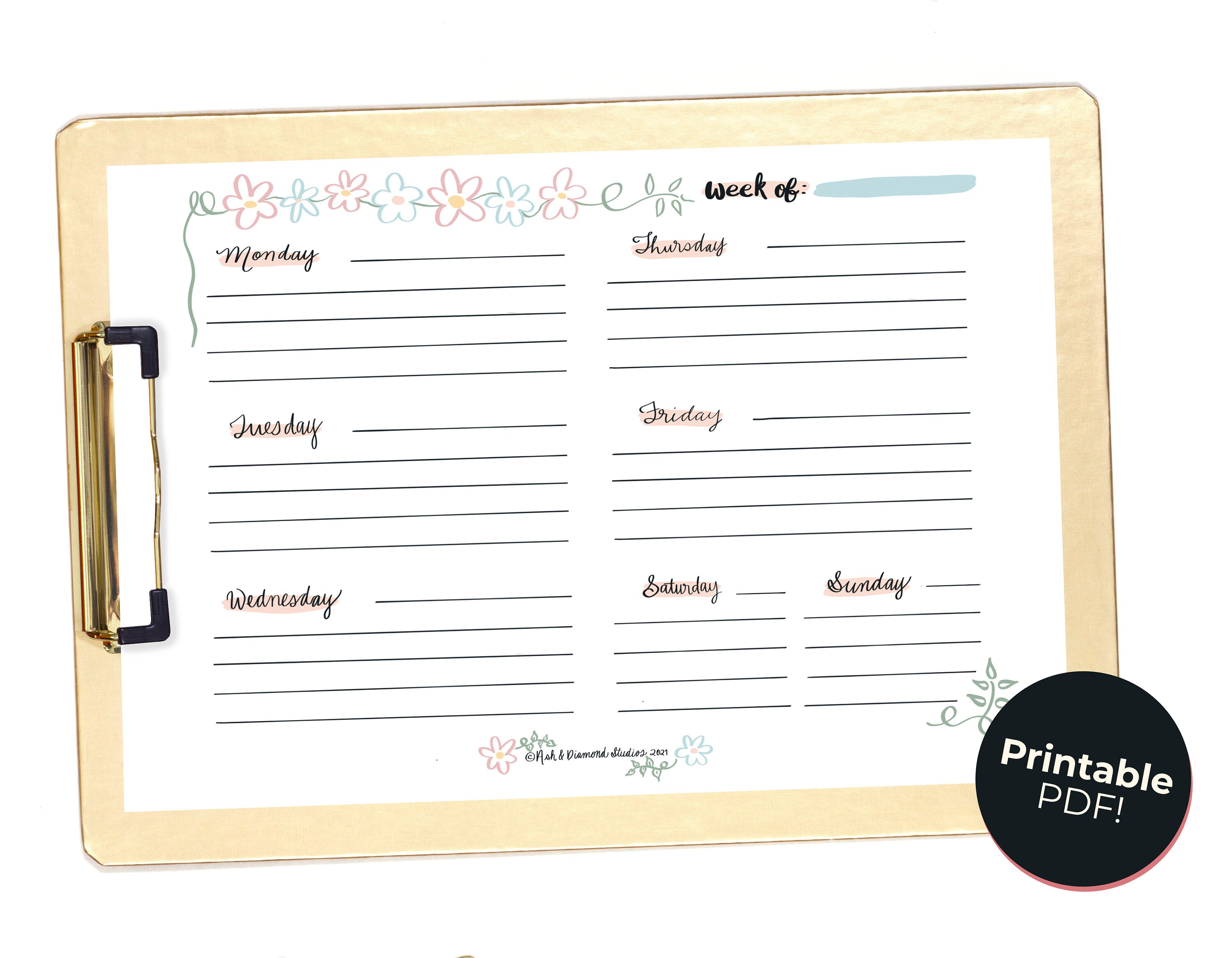 Weekly Calendar Planner Insert Printable - Etsy
