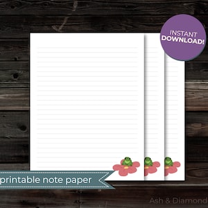 Papelería gobernada por Little Frog Friend para redacción de cartas y correspondencia / PDF imprimible / Descarga instantánea