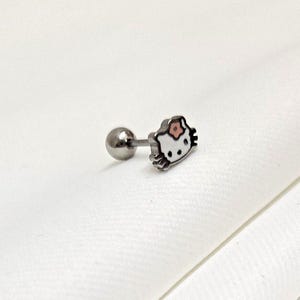 1 piece mini sanrio hello kitty inspired body piercing, dainty hello kitty style, Helix Earring, Outer Lobe Earring, Ear Piercings, 6mm