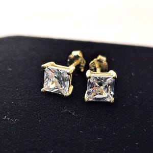 Swarovski Princess Cut Diamond* Studs, Minimalist Stud Earrings, 14K, Silver Earrings, Gift For Her