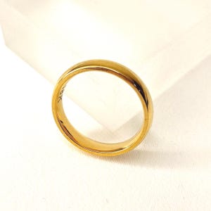 Plain Classic Dome Gold Band Ring 4mm Plain Gold Ring, Gold Band, 18k gold plated stacking gold ring, Minimalist ring, Women&#39;s gold band