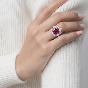 Garnet Red Cocktail Ring, Unique garnet ring, Oval cut garnet ring, Statement Ring, Diamond Swarovski Ring, Fancy Women's Engagement Ring