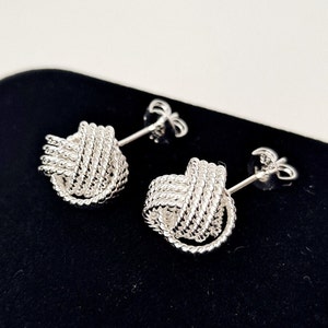 Everlasting Love Knot Twist Earrings, Silvery Love Knot Earrings, Minimalist Simple Knot Studs, Mesh Earrings, Knot Earrings, Gifts For Her