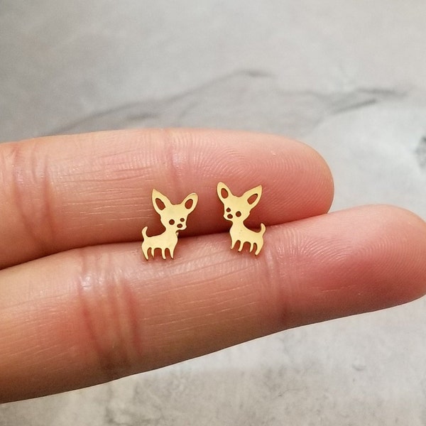 The Long Haired Chihuahua Cream Earrings - Stomping Elephants