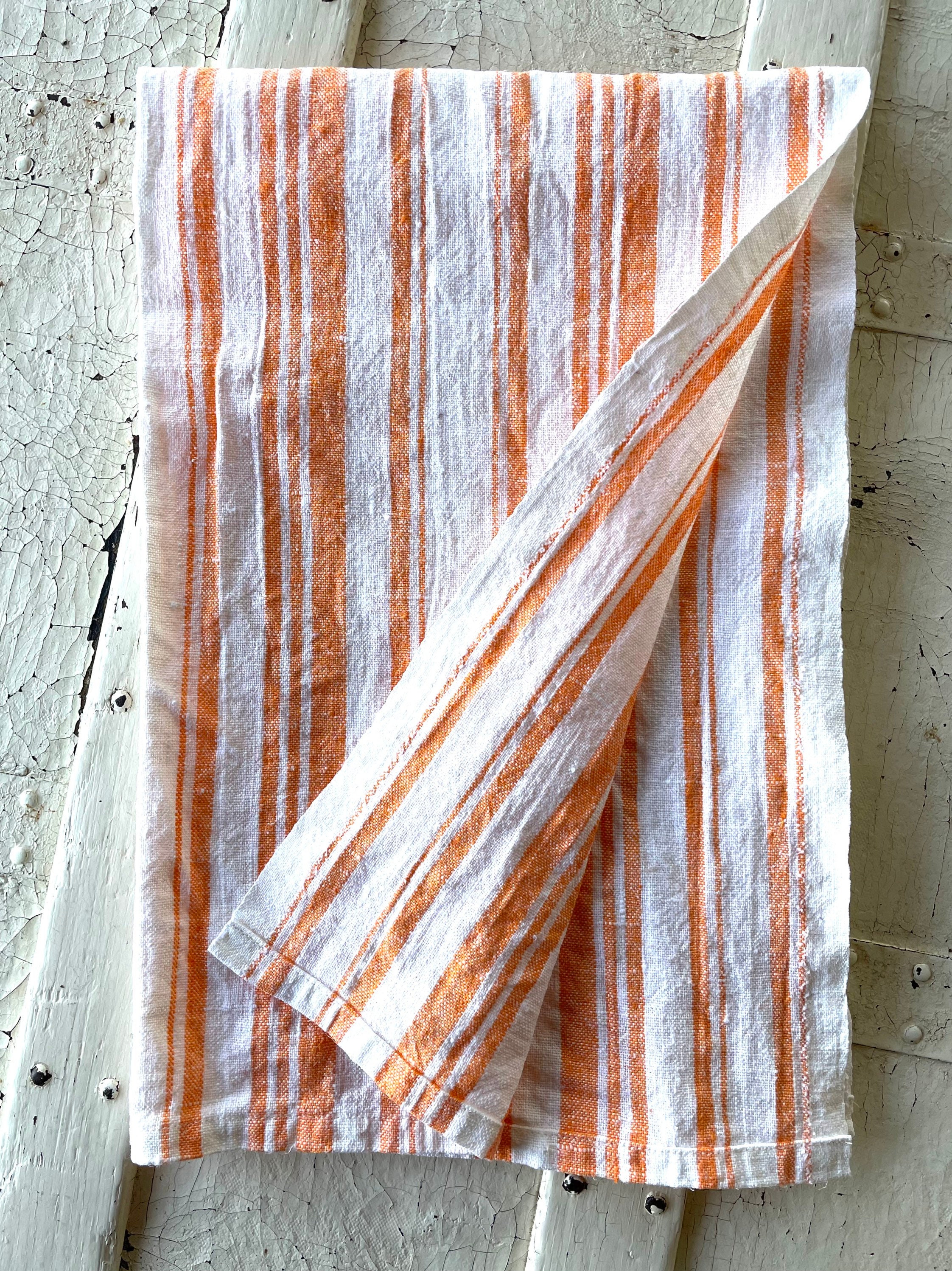 Halloween Spiderweb BOO Kitchen Towel, Orange Stripe Turkish Towel