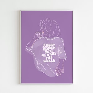 ANGRY WOMAN • Illustration, affiche, carte illustrée féministe / Impression fine art, papier de création