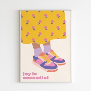 RADOŚĆ JEST NIEZBĘDNA • Ilustracja, plakat, ilustrowana kartka / Moda, strój, pozytywny przekaz / Druk artystyczny, papier kreatywny