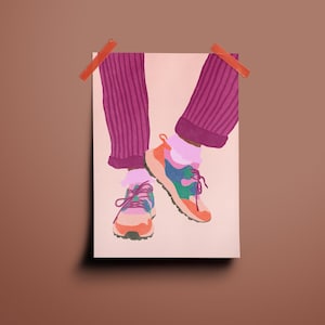 FUNKY BASKET • Illustration, affiche, carte illustrée / Mode, basket, accessoires colorés / Impression fine art, papier de création