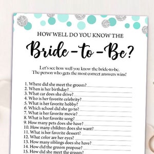 Printable Bridal Shower Games Printable How Well Do You Know - Etsy Canada