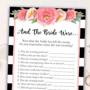 Printable Bridal Shower Games and the Bride Wore Pink Etsy