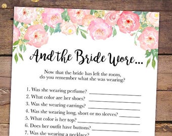 And the Bride Wore - Printable Pink Floral Bridal Shower Game - Pink Bridal Shower Party Games - Peony Bridal Shower - 04