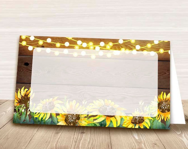Printable Yellow Rustic Sunflower Food Tent Cards Food Labels Bridal Shower Place Cards Baby Shower Tent Cards Wedding Cards