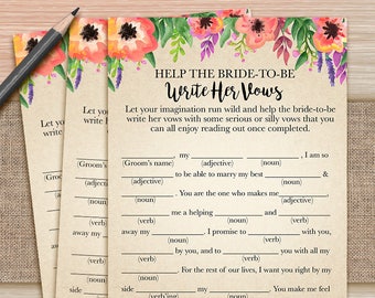 Write Her Vows Game - Etsy