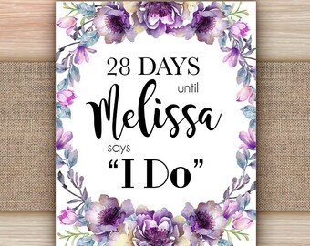Days Until I Do Bridal Shower Sign Printable Purple Bridal - Etsy