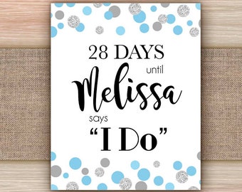 Days Until I Do Bridal Shower Sign Printable - Light Blue Bridal Shower Days Until Wedding Sign - Blue Baby Shower 012