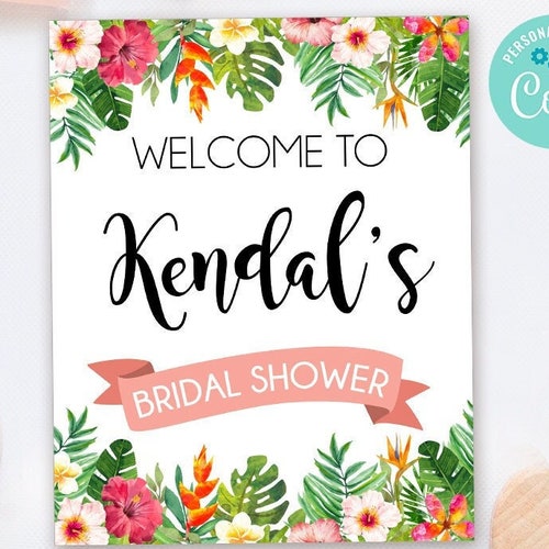 Luau Printable Sign Tropical Welcome Sign Luau Bridal Shower - Etsy