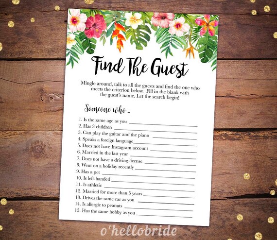 printable bridal shower games printable find the guest etsy
