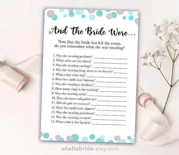 Printable Bridal Shower Games Printable and the Bride Wore - Etsy