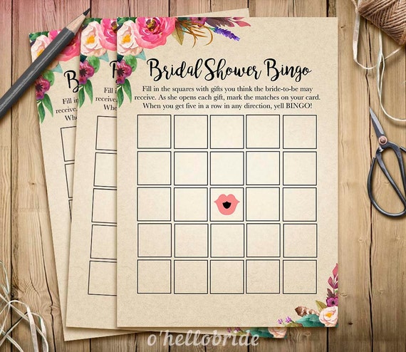 Printable Bridal Shower Games Bridal Bingo Game Printable | Etsy