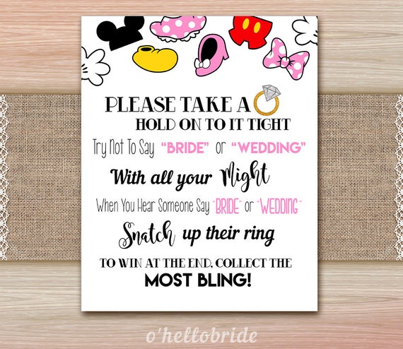 Don T Say Bride Or Wedding Disney Bridal Shower Games Etsy