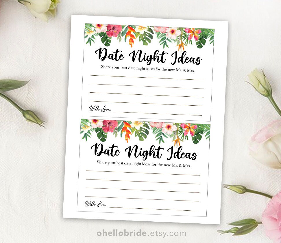 Date Night Ideas for Newlywed Printable Tropical Bridal - Etsy