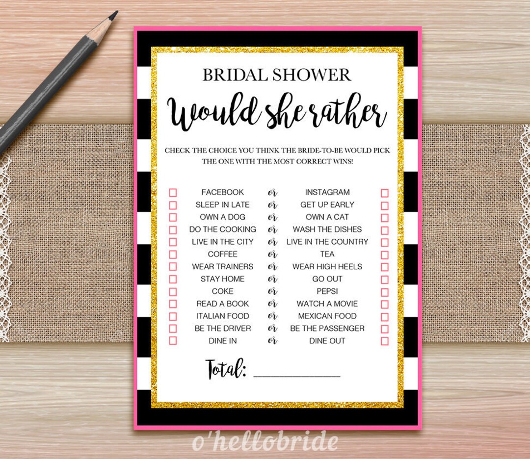 Printable Bridal Shower Games Printable Printable Pink Gold Etsy
