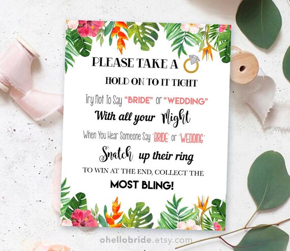 Printable Bridal Shower Games Printable Don't Say Bride - Etsy