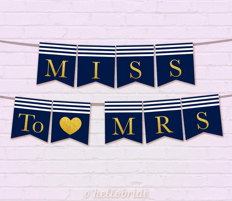 printable navy blue banner navy gold bridal shower banner
