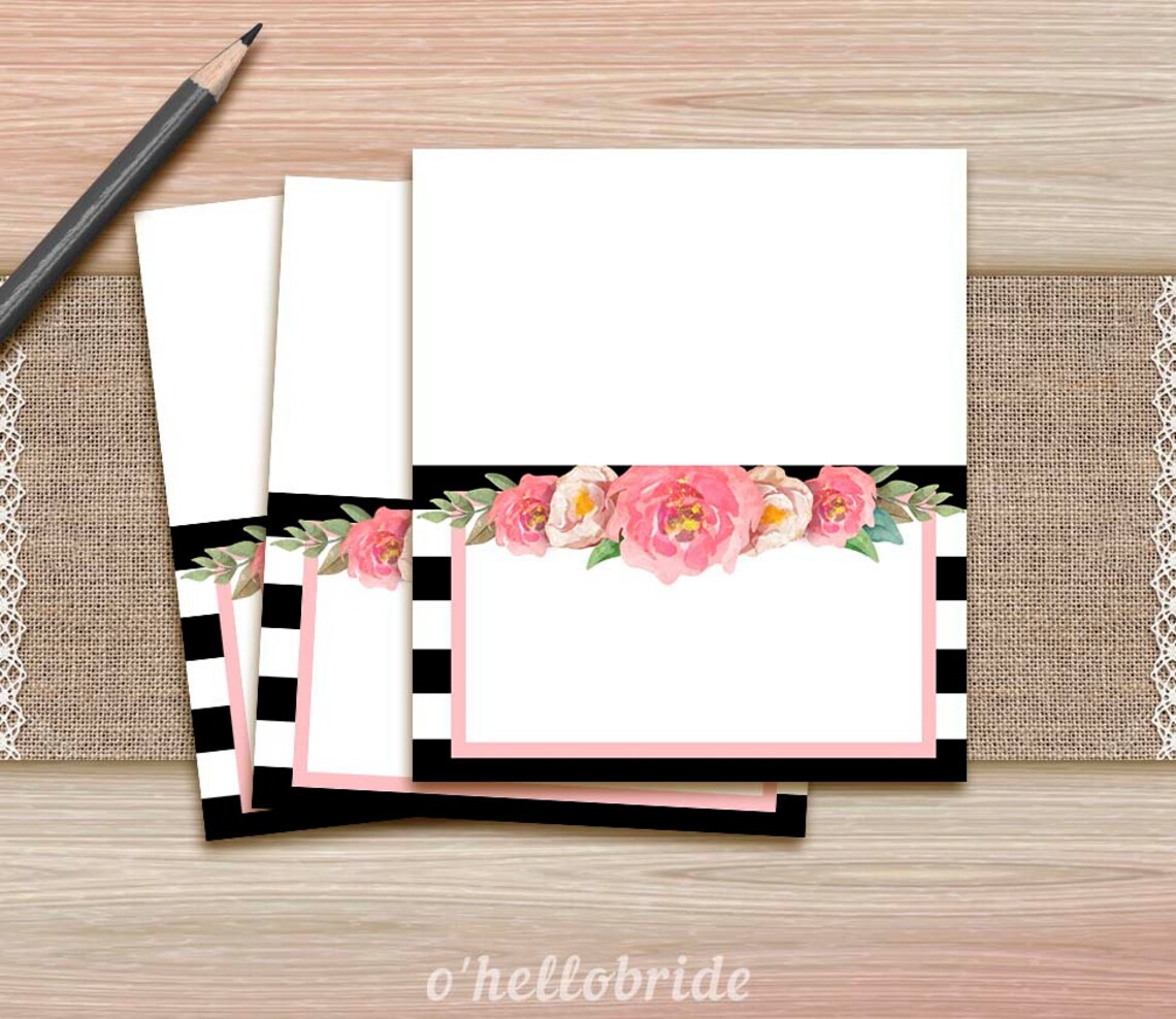 Printable Pink Floral Food Tent Cards Food Labels Bridal - Etsy