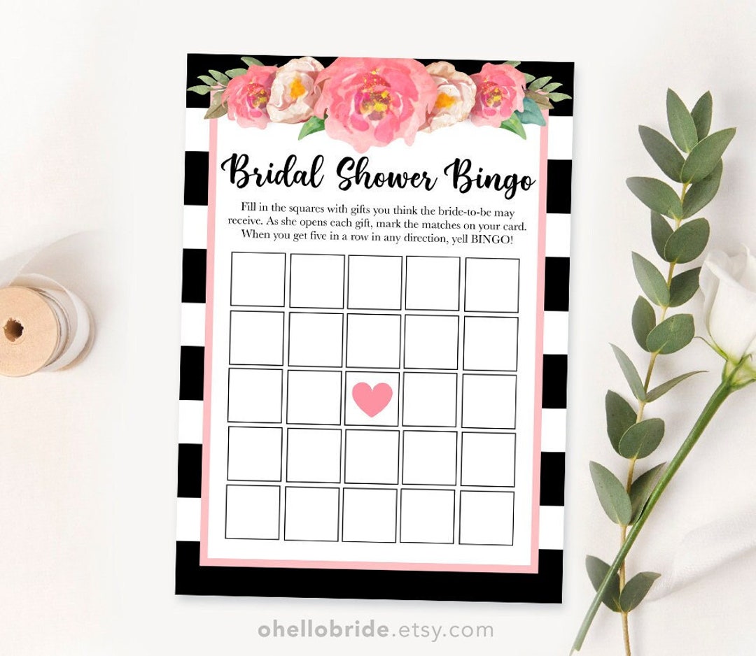 Printable Bridal Shower Games Printable Bridal Shower Bingo Game Bridal ...
