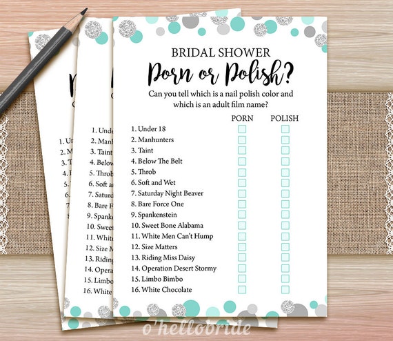 Sweet 16 Porn - Printable Porn or Polish Bridal Shower Game - Printable Mint Bridal Shower  Game - Bachelorette Party Games - Hens Party Game 005