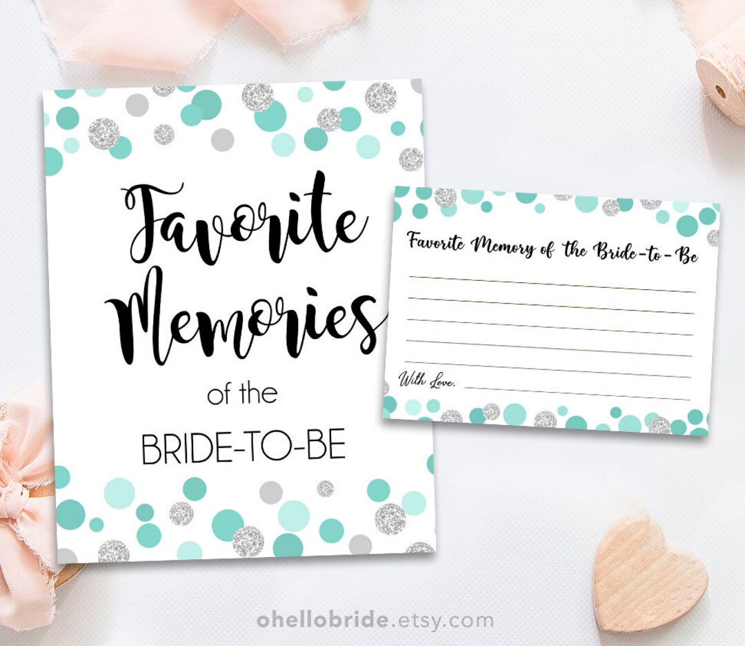 Printable Favorite Memories of the Bride to Be Printable Mint Bridal ...