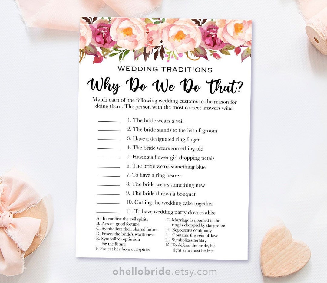 Printable Bridal Shower Games Why Do We Do That Bohemian Bridal Shower