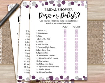 Printable Purple Bridal Shower Game - Porn or Polish Bridal Shower Game - Bridal Shower Game Printable - Bachelorette Night Games 015