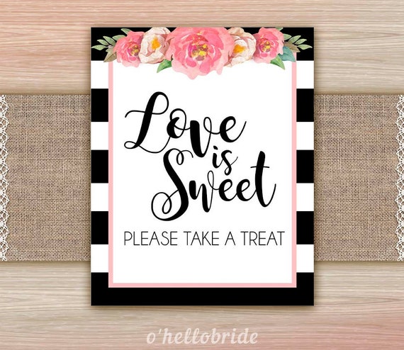 Printable Love is Sweet Sign for Pink Floral Bridal Shower | Etsy