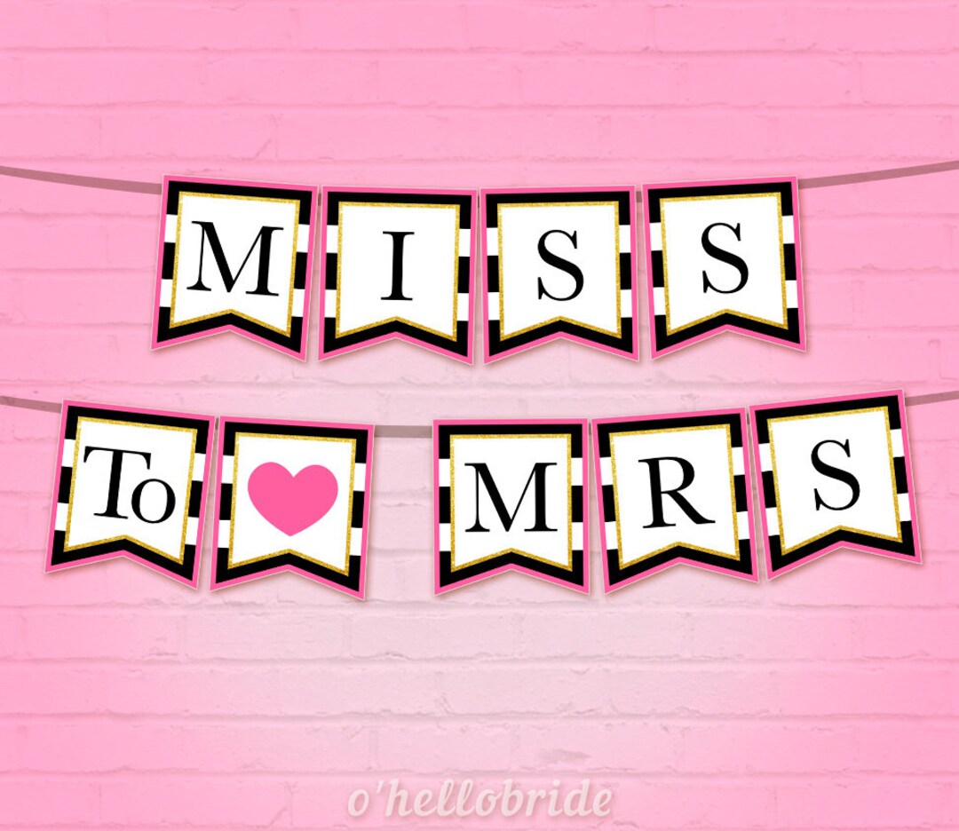 Printable Pink Gold Banner Bridal Shower Banner Pink - Etsy