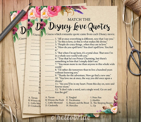 Printable Bohemian Bridal Shower Love Quotes Game