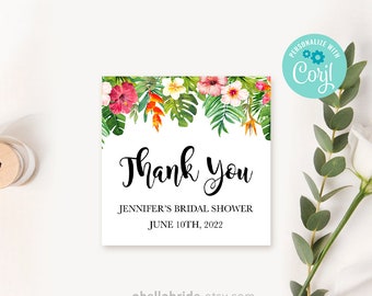 Editable Favor Tags for Tropical Bridal Shower - Luau Bridal Shower Thank You Cards - From My Shower To Yours, Bridal Shower Sign 038